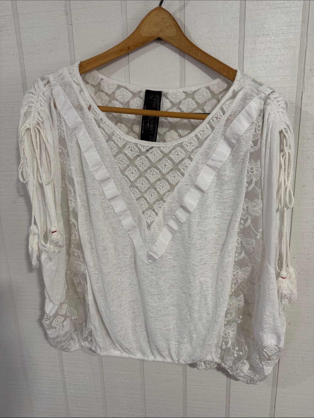 Free People New Romantics White Lace Peasant Blouse